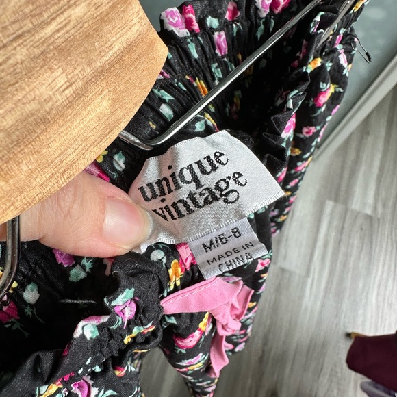 Unique Vintage Black Floral Skater Skort - Picture 7 of 9